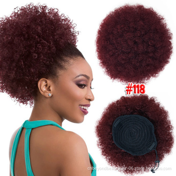 Wholesale Synthetic Chignon Afro Kinky Hair Bun Clip In Hair Extensions